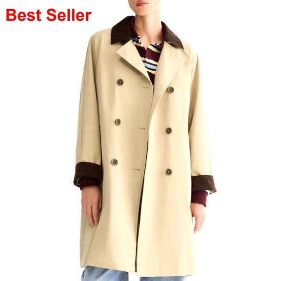 Oversized Double Breasted Trench Coat Windproof Water Repellent Barn Jacket